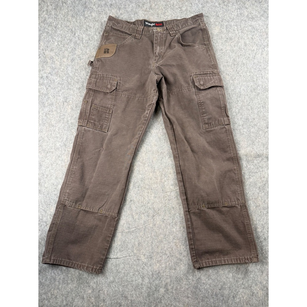 Wrangler RIGGS Cargo Pants Men Brown Cotton Ripstop Work Utility Custom Heart 32